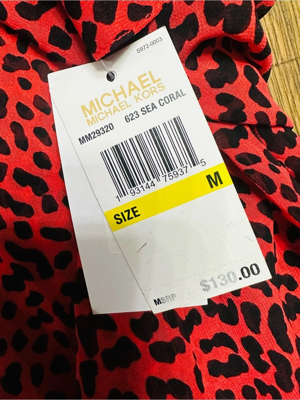 MICHAEL Michael Kors Sheer Red Leopard-Print Button Front CoverUp NWT Medium